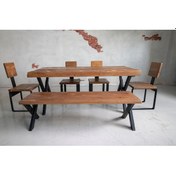 Resim Deryawood Doğal Ahşap Yemek Odası Takımı 