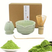Resim Japonca Matcha Çırpıcı Seti, Seramik Matcha Kasesi, Çırpıcı (Chasen), Çırpıcı Tutucu, Bambu Kaşığı (Chashaku), Matcha Kiti Matcha Severler İçin 
