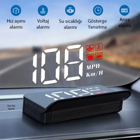 Resim ALLY M3 HUD OBD2 Head-Up Display Dijital Hız Göstergesi E-OBD ve GPS Destekli OBD Arayüzlü - Alarmlı Ön Cam Ekran Projektör 