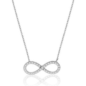 Resim Sonsuzluk Taşlı Beyaz Altın Kolye 