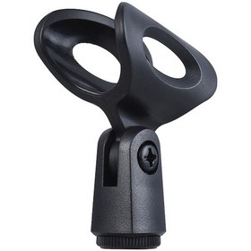 Resim M-8 Kablosuz Mikrofon Tutucusu, Yumuşak Plastik, 28mm Çap, 3/8" Vida Delik, Yükseklik Ayarlanabilir, Siyah 