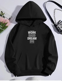 Resim Kışlık Üç İplik Kapüşonlu Sweatshirt - Siyah Çok Renkli 