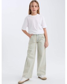 Resim DeFacto Kız Çocuk Wide Leg Geniş Paça Jean Pantolon D9128A825SPNM39 Mavi 