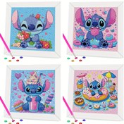 Resim 1 Adet 4 Parça Disney Stitch 3D Elmas Boyama DIY Seti - Oturma Odası ve Yatak Odası Dekorasyonu, Yaratıcı Karikatür Sanat Hediye Paketi 