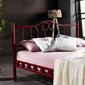 Resim Argimo Orkide Tek Kişilik Ferforje Tarz Bordo Metal Karyola (120x200) 