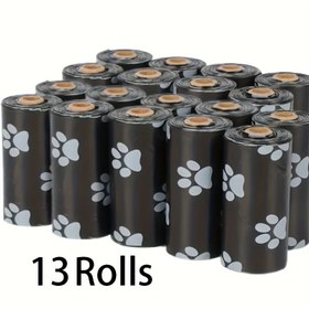 Resim Dört farklı spesifikasyonunda 13/23/33/43 rulo vardır, Pet Poop Bags - Sızdırmaz ve Dayanıklı, Pati Baskı Tasarımı ile, Dış Mekan Yürüyüşleri için Uygun, Pet Sahipleri Kullanır, Hayvan Atıklarının Toplanması 