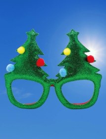 Resim Yılbaşına Özel Lüks Gözlük Kadife Ağaçlı Model Çam Ağacı Yumuşak Hafif Yılbaşı Gözlügü 