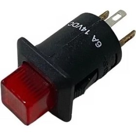 Resim ENG 12V Buton 6 A Pls Kare (Kalıcı) (On/off) (3 Fişli) (12 Mm) Kırmızı Işıklı 