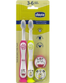 Resim Chicco 2'Li Diş Fırçası 3-6 Yaş - Pembe - Pembe-Yeşil / Standart 