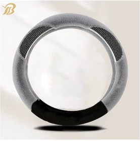 Resim Hightower Siyah Gri Evrensel 15 İnç Peluş Direksiyon Kılıfı, Kaymaz, Sıcak Tutar, Mükemmel . Siyah Gri 