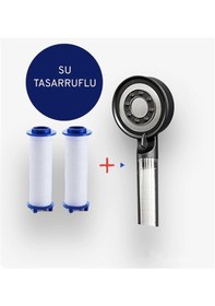 Resim Truva Kireç Önleyici Su Tasarruflu Duş Başlığı Siyah Krom 