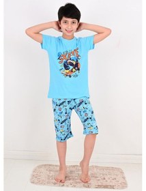 Resim Vitmo erkek çocuk kapri pijama takımı born to skate turkuaz 