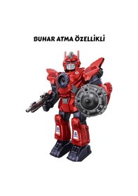 Resim Işıklı Müzikli Buhar Püskürten Savaşçı Robot 34 Cm Büyük Boy Oyuncak - Mavi/kırmızı 