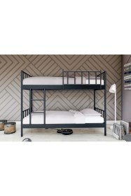 Resim Metalia Gm 126 Ayrılabilir Siyah Çiftli Ranza 90 x 190 