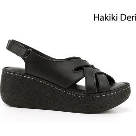 Resim Gönderi R Kadın Siyah Cırt Bantlı Dolgu Topuk Hakiki Deri Sandalet Dyza70945777 Siyah 