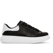 Resim Men's Black Lace-up Thick-Sole Leather Sneaker Derimod