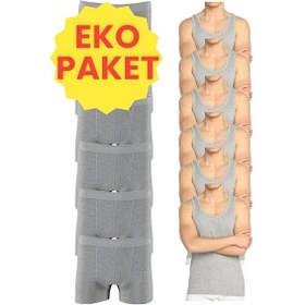 Resim Tezzgelsin Erkek Eko Set 6 Adet Atlet 6 Adet Boxer Gri Gri 