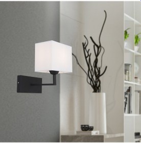 Resim Rylee Tekli Beyaz Şapkalı Siyah Duvar Lambası Yatak Odası Yatak Başı Banyo Için Modern Aplik Beyaz 