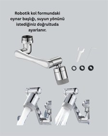 Resim 2 Modlu 1080 Dönebilen Musluk Başlığı Esnek 3 Eklemli Hareketli Tasarım Çok Renkli 