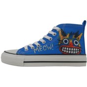 Resim Dogo Kadın Vegan Mavi High Sneakers - Meow Attack Tasarım 