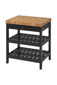 Resim IKEA VADHOLMA siyah-meşe 79x63x90 cm mutfak adası 