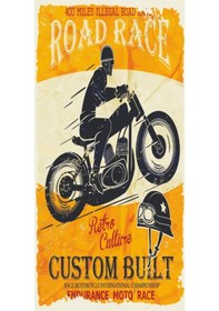 Resim road race motor (10 CM X 20 CM) mini retro ahşap poster 