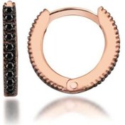 Resim Halka Gümüş Küpe Siyah Taşlı Rose 