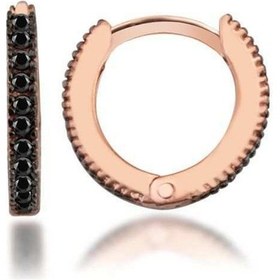 Resim Halka Gümüş Küpe Siyah Taşlı Rose 