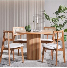 Resim Zeus Hazeranlı Hasırlı Model Ahşap Bohem Sandalye Natural - Beyaz 