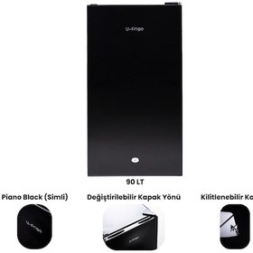 Resim U-frigo 90 Lt 12-24v Marin/karavan Kompresörlü Buzdolabı Temperli Cam Kapak Limited Edition Siyah 