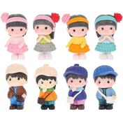 Resim 8 Adet Yaratıcı Mikro Manzara Heykeli Erkek Kız Heykeli Dekoratif Bahçe Süsü Renkli Renkli 