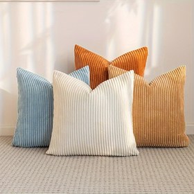 Resim 4 adet Bohem Tarzı Yastık Kılıfları - Yumuşak Polyester, Fermuar Kapatma, Kabartılı Dokuma, Çeşitli Renkler (Beyaz, Mavi, Turuncu, Kahverengi) - Koltuk, Yatak veya Sandalye Dekoru için Mükemmel, Oturma Odası Acenti | Bohem Dekoru | Fermuarlı Kılıflar 