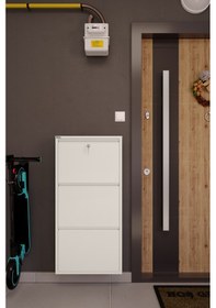 Resim Ceha Kilitli Metal Ayakkabılık 3'lü Beyaz - K.AYK-3 /AB9010/KL 