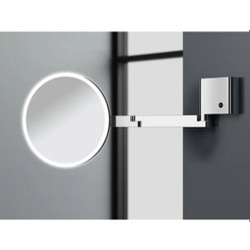 Resim Banyo Makyaj Aynası, Led Işıklı, Çift Kollu, Ayarlanabilir, Büyüteçli 5x - Krom Krom 