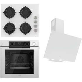 Resim Ferre STEAMART-FRYART-SILENTART Serisi Beyaz Set (CS206 + QEP64CB +D078-SA ) - Emaye Izgara 