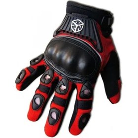 Resim Scoyco Korumalı Neopren Kumaş Motosiklet Eldiveni Kırmızı - Siyah 