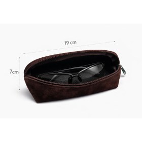 Resim HBS %100 Gerçek Deri Süet Gözlük Kılıfı - 19 × 7 cm 