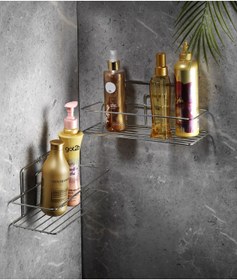 Resim Sas Haus 2'li Krom Yapışkanlı Banyo Rafı, 2 Telli Duş Şampuanlık, Paslanmaz Metal Duş Rafı (Vidala/Yapıştır) 