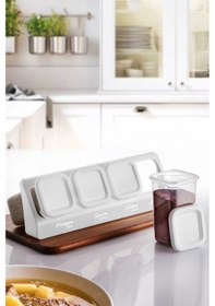 Resim Kitchen Life 12'li Etiketli Standlı Kendinden Yapışkanlı Kare Baharatlık Takımı - Erzak Saklama Kabı Seti Beyaz 