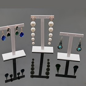Resim 6 adet Akrilik Beyaz Küpe Ekran Standı Seti - Ev, Mağaza ve Fotoğrafçılık için Modern T-Şekilli Takı Tutucu, Takı Yapımı Ekranı ve Ambalaj Malzemeleri, Boncuklama ve Takı Yapımı 