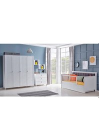 Resim Loren 4 Kapılı Dolap, Bebek ve Genç Odası Dolap Beyaz 