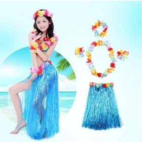 Resim Luau Aloha Hawaii Partisi Etek Taç Ve Bileklik Seti Mavi 
