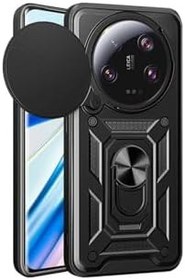 Resim Xiaomi Mi 13 Ultra Kılıf Magnetik Standlı Kamera Korumalı Sürgülü Vega Kapak Siyah 