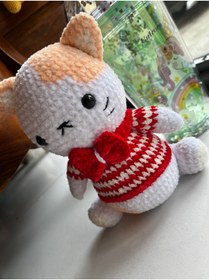 Resim MUTLUDÜNYAM Amigurumi kadife,peluş oyuncak kedi 