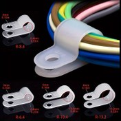 Resim 100 adet Naylon Beyaz Kablo Klipsi Tel Kelepçesi, R6.4 R8.4 R10.4 R13.2 Kablo Tel Sabitleme Klipsi Tel Tokası, Plastik Tel Kart Tokası, Kablo Tel Sıkma Kartı 
