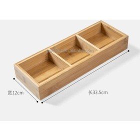 Resim Qerhome Bambu 3 Bölmeli Çerezlik - Kahvaltılık Akrilik Kapaklı Bambu 