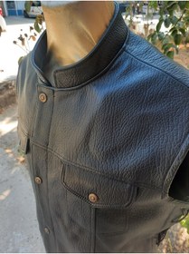 Resim ArdaStilDeri Hakiki Deri Jumbo Motorcu Deri Yelek 