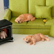 Resim Golden Retriever Yaratıcı Simülasyon Araba Süsü - Sevimli Köpek Otomobil Dekoru, Merkezi Konsol / Dikiz Aynası için Uniseks Ev ve Araç Kullanımı 