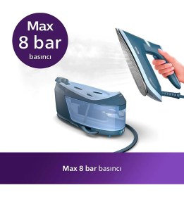 Resim Philips PSG6042/20 Buhar Kazanlı Ütü 2400 W Mavi Renkli Steam Glide Advanced Taban Özellikleriyle 