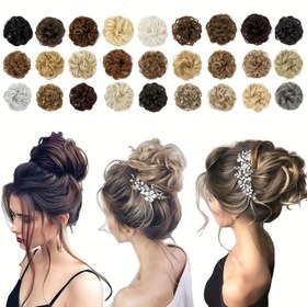 Resim Büyük Dağınık Topuz Saç Parçası Dalgalı Kıvırcık Scrunchies Sentetik Chignon Ponytail Saç Uzantıları Kadınlar İçin Kalın Updo Saç Parçaları 
